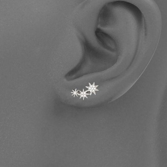 Saks Fifth Avenue Pave Diamonds & White Gold Climber Earrings - Picture 2 of 6